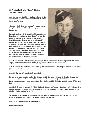 A preview of a PDF biography for Dickson, Alexander David